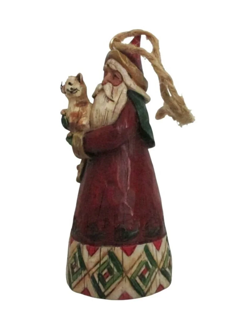Jim Shore 2002 Santa With Cat Christmas Ornament Folk Art Style 3.5